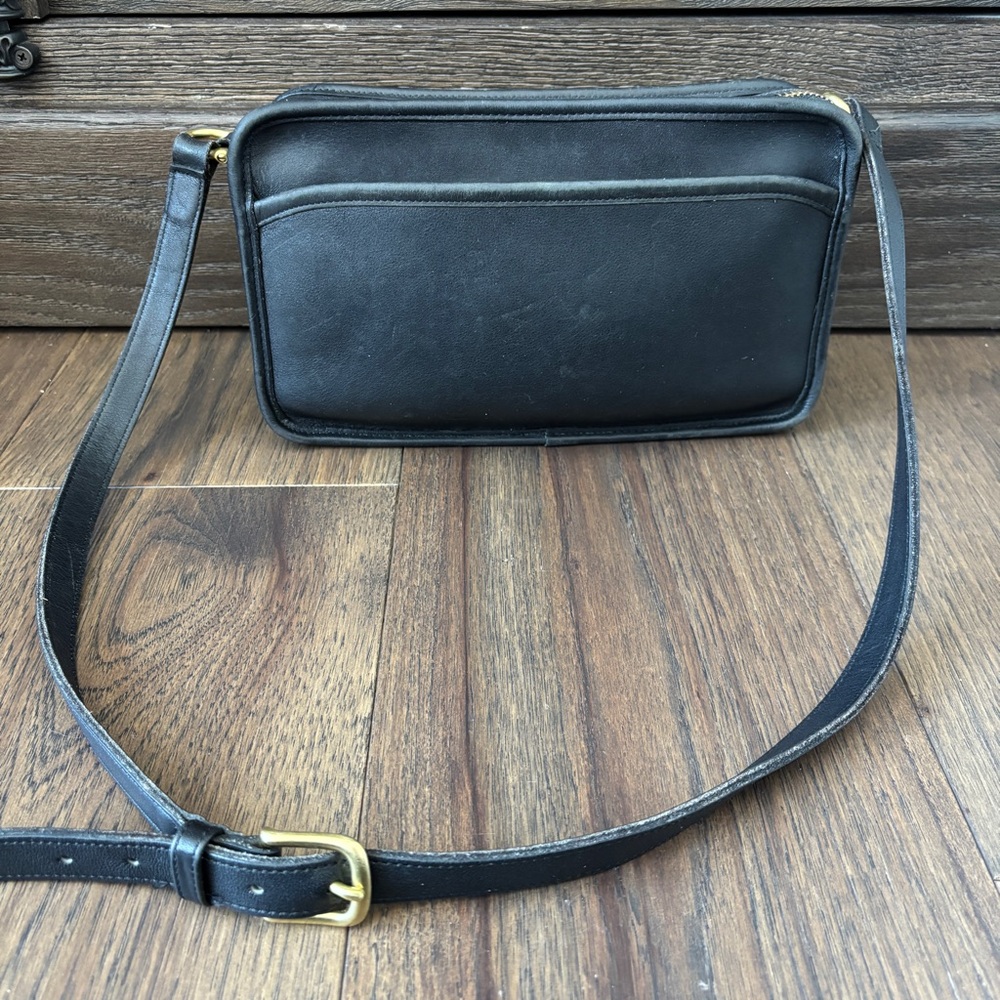 Vintage Coach 9974 Multi Compartment Zip Black Leather Bag Made in USA